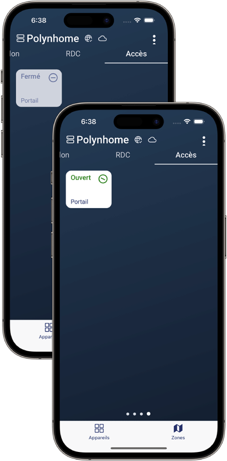 contrôle d'accès depuis l'application Polynhome