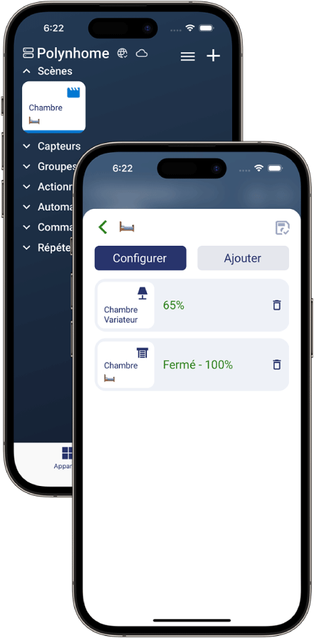 paramétrage de scène depuis l'application Polynhome